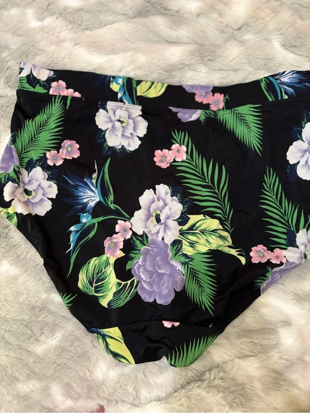 Cacique Turquoise Floral Halter Swim Dress with Black Trim